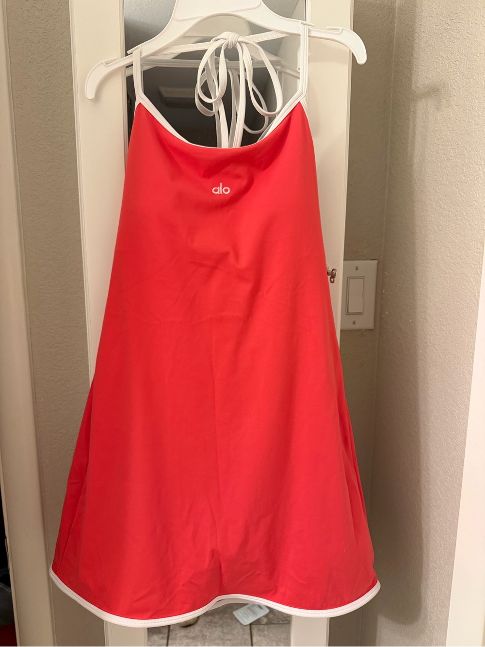 ALO Yoga Softsculpt Halter Tennis Dress- CANDY RED - Picture 3 of 6